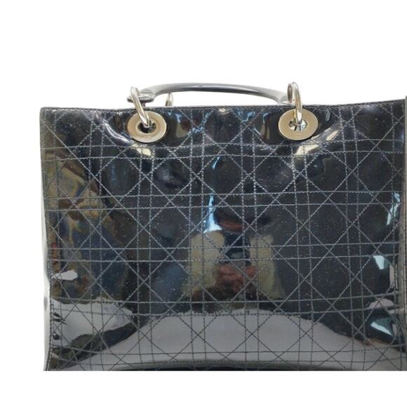 Christian Dior Black Patent Cannage Calfskin Large Lady Dior Bag EUC - Picture 2 of 9